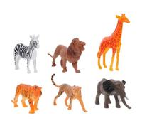 HANABASS 6 pièces Figurines Animaux Forêt Vinyle Jouets Éducatifs pour Garçon Fille Modèles Imitation Tigre Lion Éléphant Zèbre Guépard Girafe Jeu Cognitif Garçon Fille