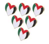 HANABASS 6 pièces Lot de Broches Métal Forme Cœur Drapeau Palestine Accessoires Patriotiques pour Hommes et Femmes Badge Décoratif pour Vêtements Chapeaux et Sacs