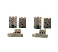 HANABASS 6 Pièces Modèles de Résine pour Décor de Table de Sable Miniatures de Forteresses Carrées et Rondes Figurines de Architectural Chinois et Européen