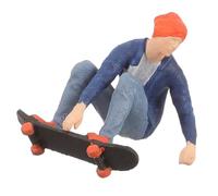 HANABASS 64 en Résine Bleue Modèle Réaliste de Garçon Faisant du Skateboard Décor pour Maquette Architecturale et Jeu Scolaire Accessoires Micro-Paysage pour Table de Jeu