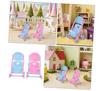 HANABASS 8 Pièces Miniature Doll Stroller Set for Role Playing Portable Plastic Pushchair Toys for Children S Pretend Play and Dollhouse Accessories