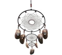 HANABASS Attrape-rêves Décoration Murale Élégante Fait Main Plumage et Fil de Coton Noir Ornement Rustique Apportant et Style Unique pour Chambre