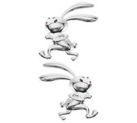 HANABASS Autocollants Décoratifs pour Voiture en Métal, Paire de 2 Lapins Argentés Gauche et Droite, Stickers Latéraux pour Carrosserie, Résistants aux UV, Adaptés Pare-Brise, SUV et