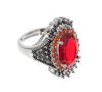 HANABASS Bague Originale Rétro En Cuivre Pierre Précieuse Grenat Rouge, Bague Ajustable Pour Femme, Pour Anniversaire De Mariage Et Saint-valentin