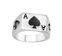 HANABASS Bague Pour Homme En Acier Titane Punk As De Pique Poker, Bague Créative Et Élégante Taille 9, Accessoire Mode Pour Fêtes Et Tenues Quotidiennes