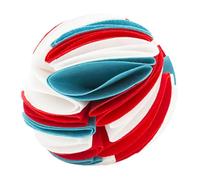 HANABASS Balle de Dressage Odorante pour Chien Balle Interactive Distributeur de Friandises Dentraînement Ludique pour Ralentir la Prise Alimentaire et Blanc Rouge et Bleu