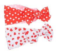 HANABASS Bandeaux pour Bébé Fille à Nœud en Tissu Coton Doux, Bandeaux Larges Imprimés Pois et Cœurs, Accessoires Cheveux pour Tout-petits Usage Quotidien, Lot de 2 Pièces