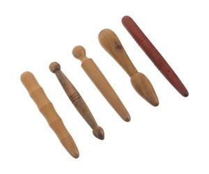 HANABASS Bâtons de Réflexologie en Bois Lot de 5, Bâton de Massage Corporel et Pieds, Outil D’acupression Chinois pour Points de Pression, Compact et Portable pour Massage Shiatsu