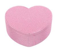 HANABASS Boîte à Bijoux en Forme de Cœur Rose avec Miroir Intégré Organisateur à Double Compartiment en Plastique Orné de Cristaux Coffret de Rangement Polyvalent pour Bijoux Maquillage