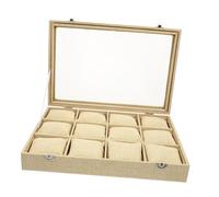 HANABASS Boîte à Montres 12 Emplacements en Jute Pratique pour Rangement, Organiseur de Bijoux Unisexe, Coffret Élégant pour Montres et Bracelets, Oreillers Intégrés, Usage Personnel