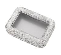 HANABASS Boîte de Médiators en Tôle Argentée Strass, Fenêtre Visible