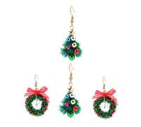 HANABASS Boucles D’Oreilles de Noël Pendantes 2 Paires Décorations Festives Vertes en Cristal Accessoires pour Fêtes Ornements Légers et Élégants Présent Noël
