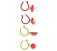 HANABASS Boucles D’Oreilles Fruits pour Femme 2 Paires Pendantes Pastèque et Champignon en Alliage de Zinc Léger Petites Boucles Fruitées Estivales Bijoux Décoratifs Printaniers pour