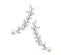 HANABASS Boucles D'oreilles de Feuille Grimpante, Hypoallergéniques Plomb, en Cuivre Zircon et Aiguille en Argenté, Élégantes pour Anniversaire ou Anniversaire