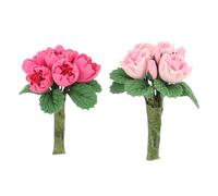 HANABASS Bouquet de Fleurs Miniatures pour Maison de Poupée, 2 Compositions Artificielles, Petites Fleurs Artificielles en Résine pour Meubles de Maison de Poupée à L'échelle 1:12, Décoration