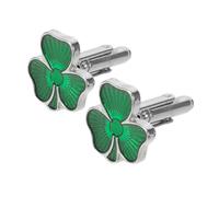 HANABASS Boutons de Manchette Irlandais en Métal Robuste Forme Trèfle 2 Pièces Fermoir Pince à Cravate pour Homme Accessoires Polyvalents pour Chemises Saint-Patrick Mariage et Bureau