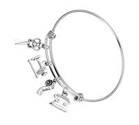 HANABASS Bracelet Manchette Couture en Acier Inoxydable Argenté, Bracelets à Breloques pour Femmes Passionnées, Accessoire Mode pour Couturières, Présent Créatif Taille Réglable