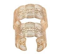 HANABASS Bracelet Manchette Large Ajouré Métal Doré de Bracelets Ouverts Géométriques Flexibles pour Femmes Style Minimaliste et Empilable Cadeau Anniversaire