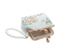 HANABASS Brocade Wallet Embroidered Floral Clutch Purse for Women with Pearl Trim Traditional Chinese Small Coin Pouch Organizer Mini Makeup Bag with Lock Embroidery Design
