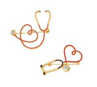 HANABASS Broche Stéthoscope Cœur en Alliage, Lot de 2 Broches Décoratives Médicales, Accessoires Infirmière et Médecin, Épingle Créative pour Vêtements et Paquet, Couleur Lumineuse
