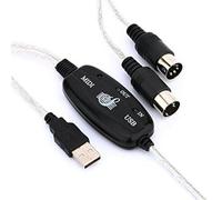 HANABASS Câble Midi vers USB en Cuivre Noir Puce Haute Performance sans Délai pour Connexion Clavier Musique et Ordinateur en Édition Musicale Partout