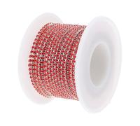 HANABASS Chaîne de Bijoux Soi-même en Strass Rouge, Facile à Découper Coller sur Surface Lisse, Rouleau de 10 Mètres pour Décoration de Voile de Mariée et Chaussures