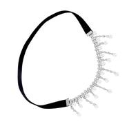 HANABASS Chaîne de Cuisse pour Femmes Élégante et Élastique, Bijoux de Corps en Alliage Plaqué, Ornement Ajustable avec Cristaux et Perles Imitation, pour Soirées et Festivals, Taille Unique