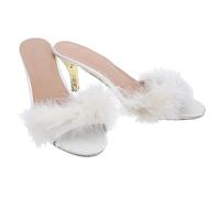 HANABASS Claquettes Femme Chic à Talon Haut Confortable Sandales Été Stylées Blanc Beige Semelle Antidérapante pour Usage Intérieur et Extérieur