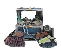 HANABASS Coffre au Trésor D’Aquarium, Grotte Cachée pour Poissons et | Résine Verte, Aspect Réaliste et Vivant, Compatible Eau Douce ou Mer, pour Aquascaping et Bureau