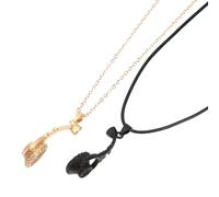 HANABASS Collier Couple Magnétique Écouteurs Assortis Pendentif Musical en Métal 03 Finition Mate Or et Noir Taille Unique Bijou Romantique Saint-Valentin pour Amoureux