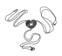 HANABASS Collier d'Amitié 3 Pièces en Acier Inoxydable Noir Pendentif Cœur Ajouré Chaînes de 50 CM Bijoux pour Femmes Symbole de Lien Solide Présent pour Amies