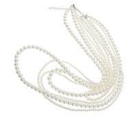 HANABASS Collier de Perles Imitation à Cinq Rangs, Sautoir Long Beige pour | Finition Perles Factices Brillantes, Style Élégant et Chic, pour Pulls