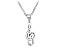 HANABASS Collier Homme Acier Titane avec Pendentif Symbole Musical Créatif Chaîne Carrée Style Hip-hop Résistant et Élégant pour Soirée et Cadeau