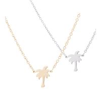 HANABASS Collier Pendentif Arbre Tropical Argenté Léger en Acier Inoxydable 2 Pièces, Finition Soignée, pour Fête Estivale ou Shopping