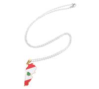HANABASS Collier Pendentif Carte Liban en Acier Inoxydable Chaîne Dorée Drapeau Libanais Bijou Unisexe pour Hommes et Femmes Accessoire Culturel Élégant pour Toutes Occasions