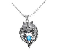 HANABASS Collier Pendentif Homme Acier Inoxydable Tête de Loup Créatif Bijoux Homme Rock Urbaine Party Taille Unique