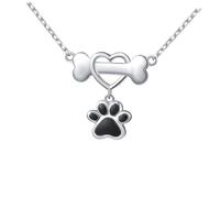 HANABASS Collier Pendentif Patte de Chien avec Motif Cœur Collier Patte de Chien Argenté pour Femme et Jeune Fille