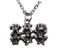 HANABASS Collier Singe Charme Animal Inspirant Pendentif Trois Singes Ne Voir Ne Entendre Accessoire Mode Élégant pour Femme et Cadeau