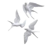 HANABASS Décorations Murales Nordiques 3d D'oiseaux en Résine Blanche, Lot de 3 Pièces, Résistantes la Poussière L'eau, pour Salon et Cour Intérieure