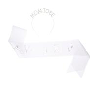 HANABASS Écharpe Future Maman et Tiare en Strass Blanc, Bandeau Cristal Ajustable, Accessoire Grossesse Femme Enceinte pour Baby Shower et Fête Prénatale (2 Pièces, Taille M