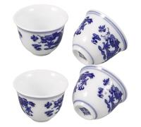 HANABASS Ensemble de 4 Tasses à Vin en Céramique Bleu et Blanc de Jingdezhen, Capacité 25ml, Faciles à Nettoyer et Élégantes, pour Dégustation Traditionnelle