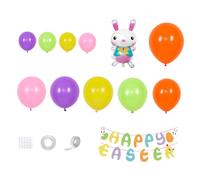 HANABASS Ensemble de Décorations de Pâques Ballons Colorés, Bannière Suspendue Imprimée, Accessoires Décoratifs Solide pour Fête, Décoration Murale et Porte, Kit Complet pour Ambiance