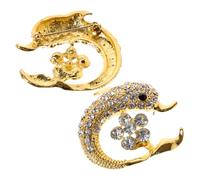 HANABASS Épingle Strassée Dauphin Bijou Décoratif Polyvalent en Alliage de Zinc Or 2pcs Accessoire Élégant pour Femmes pour Occasions Spéciales et Mariage
