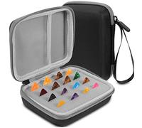 HANABASS Étui De Rangement Polyvalent pour Médiators De Guitare avec 15 Médiators Colorés, Conteneur Compact Noir Et Gris, Accessoire Pratique pour Guitare Folk Et Électrique