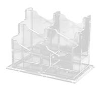 HANABASS Étui de Rangement pour Cartes de Visite Double Couche à 4 Compartiments en Acrylique Transparent Organiseur Stable pour Table de Conférence ou Exposition