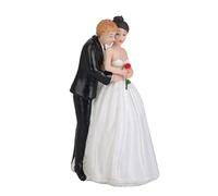 HANABASS Figurine Mariage Céramique Mariée et Marié Sembrassant Décoration Romantique Gâteau de Noces Couple Personnalisé pour Fête Nuptiale