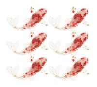 HANABASS Figurines de Poissons Koi Décorations Réalistes et Translucides en Cristal Rouge Lot de 6 Sculpté Main Style Raffiné et Solide pour Aquarium ou Bureau