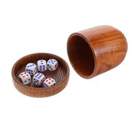 HANABASS Gobelet à Dés en Bois Massif avec 5 Dés, Accessoire Jeu de Bar Karaoké, Set de Jeux de Société pour Soirées et Divertissements, Gobelet Shaker Résistant et Pratique