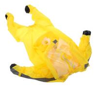 HANABASS Imperméable pour Chien à Boutons-Pression avec Capuche Transparente Taille M Jaune Couverture Intégrale des Pattes Tissu Imperméable Confortable Ouverture pour Laisse pour