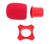 HANABASS Kit de Protection Microphone avec Mousse Vent et Anneau Silicone Antidérapant pour Microphone Portatif Ktv Karaoké Rouge